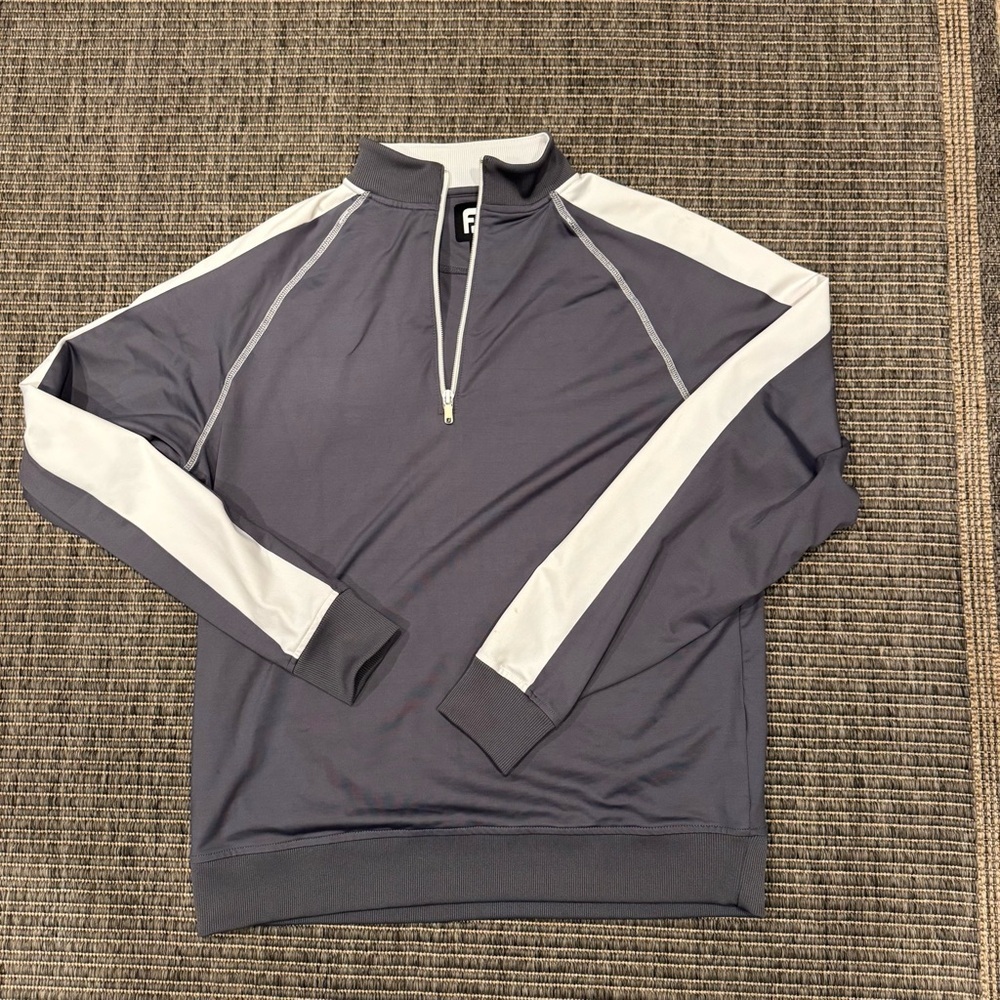 FootJoy Men's Charcoal and White Quarter-Zip Pullover